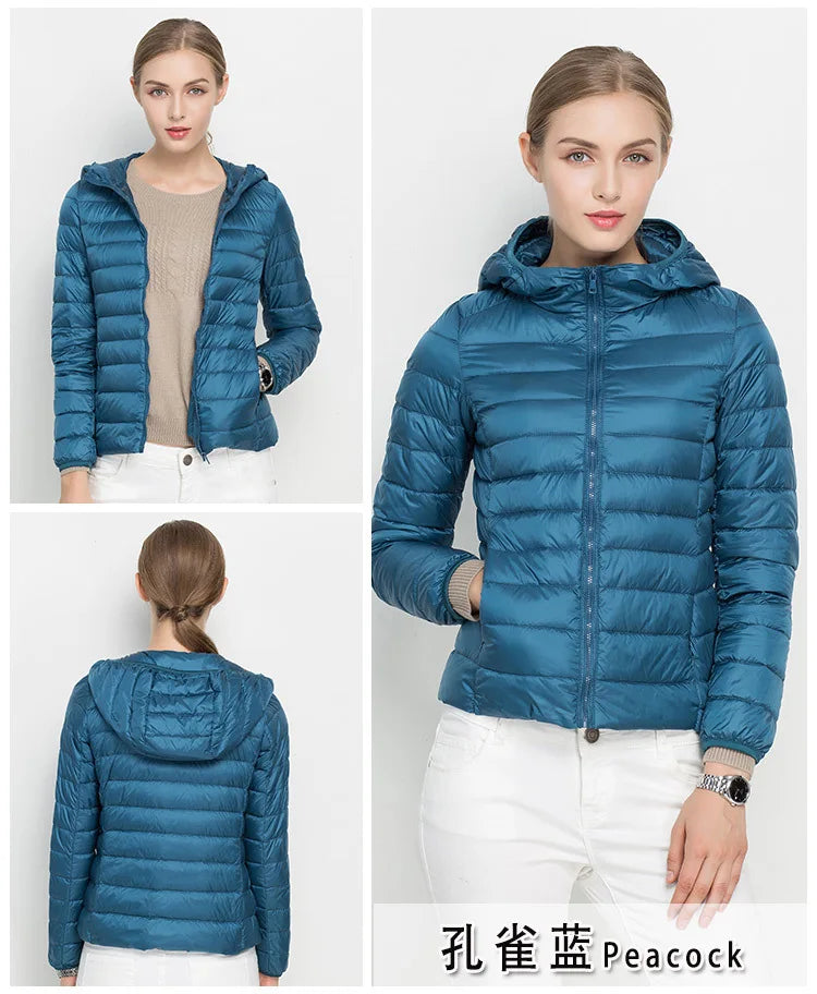 Johnature 2025 New Women Coat Autumn Winter White Duck Down Jacket Solid Colors Warm Slim Zipper Fashion Light Down Coat