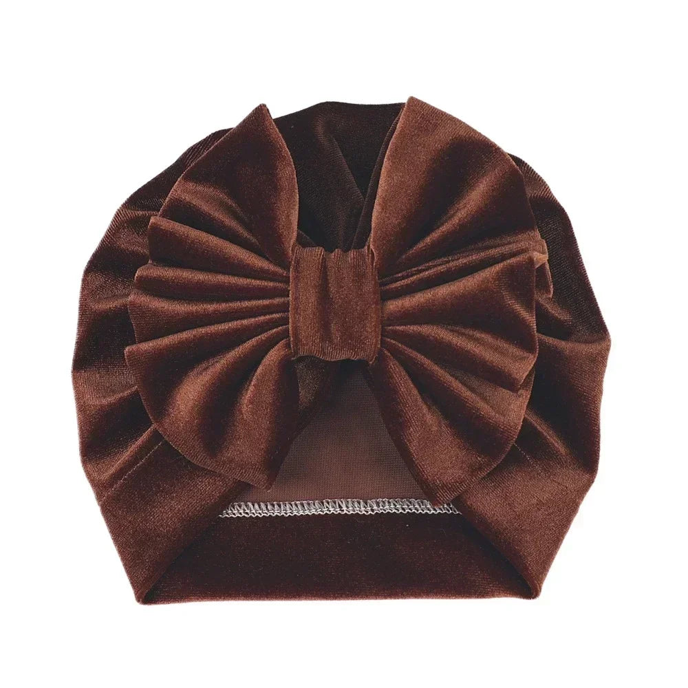Baby Girls Big Bow Knot Velvet Hat Newborn Infant Turban Caps Children Leopard Beanies Photo Props Gifts Hair Accessories