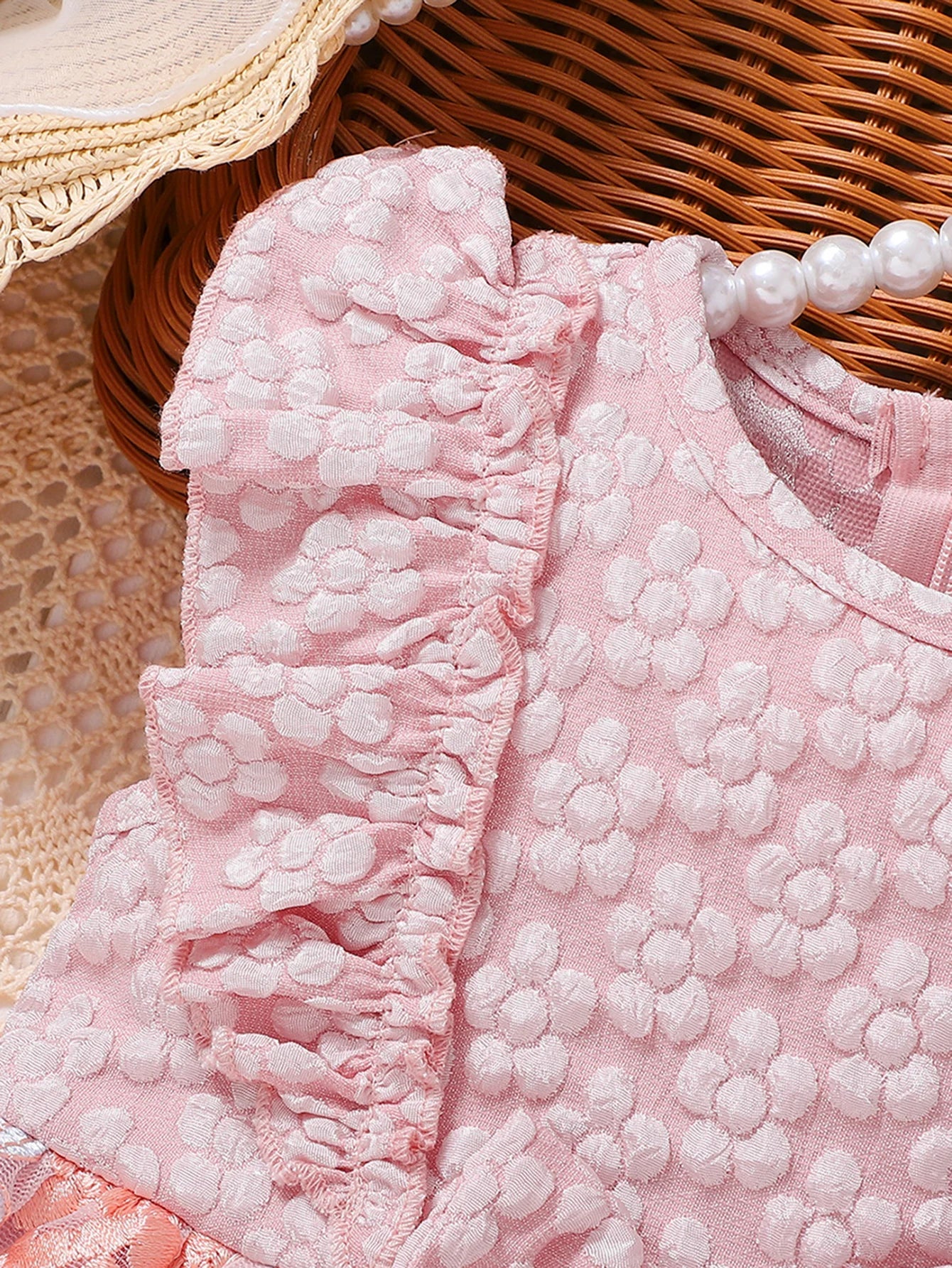 Baby Pink Lace Embroidery Princess Dress Girl's First Birthday Gown with Butterfly Knot Net Skirt Infant Special Occasion Outfit