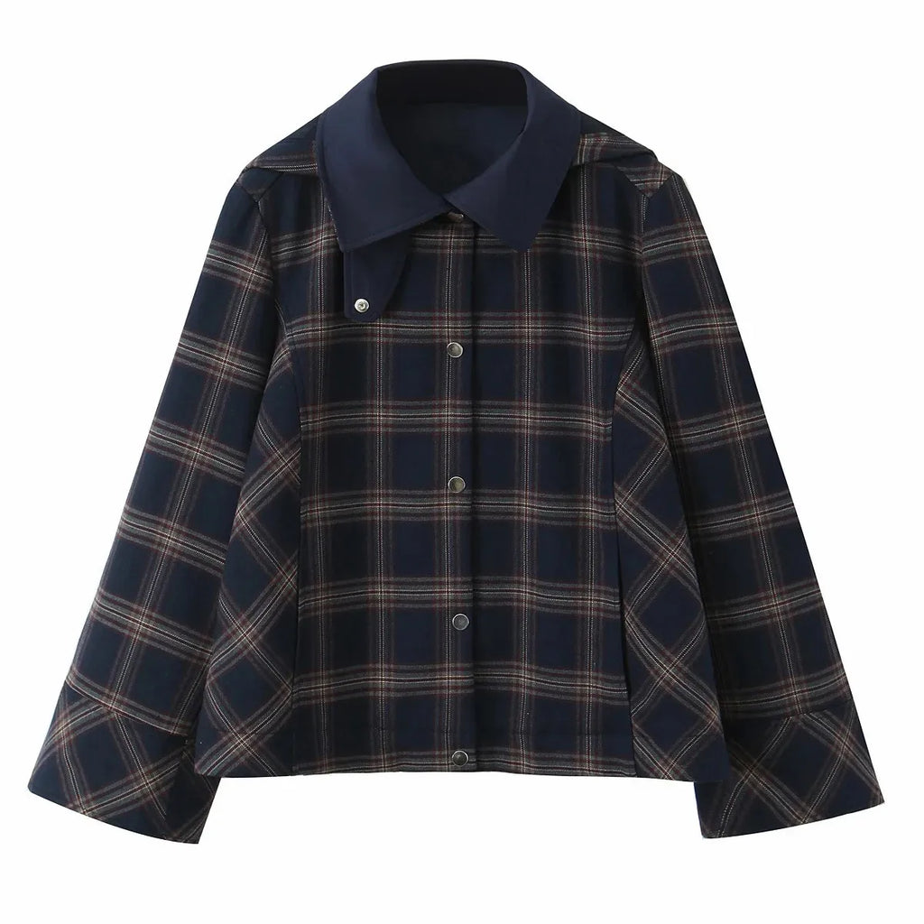 Women New Casual Chic Suit Checkered Hooded Jacket Loose Lantern Workwear Pants Fashion Autumn Winter Suits
