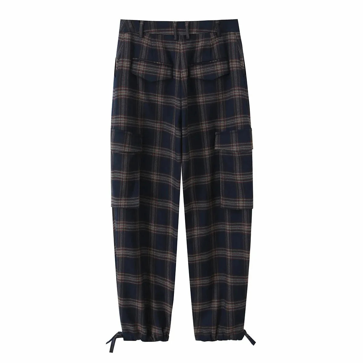 Women New Casual Chic Suit Checkered Hooded Jacket Loose Lantern Workwear Pants Fashion Autumn Winter Suits
