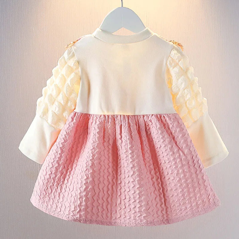 Fashion Baby Girl Dress Sequined Bow Wedding Party Princess Costume Elegant Toddler Birthday Dress Kid Outfit Child Clothes A912