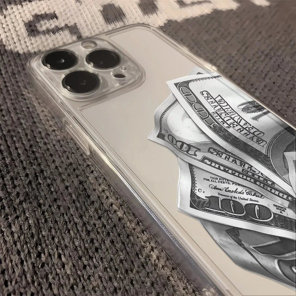 Full Screen Of Cash Phone Case for iPhone 17 16 15 14 Plus 13 12 11 Pro MAX 17 Air 16E Clear Silicone Soft Phone Cover