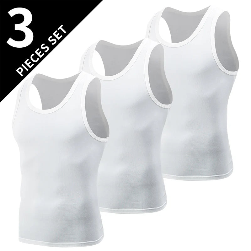 1/3 Piece Men's Classic Four Season Black And White Solid Color Narrow Shoulder Wide Shoulder Vest Comfortable Sportswear