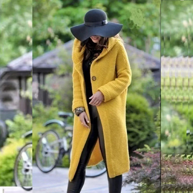 New Cashmere Cardigan in Autumn and Winter Women'sloose Long Sleeve Sweater Solid Color Knitted Long Thickened Top