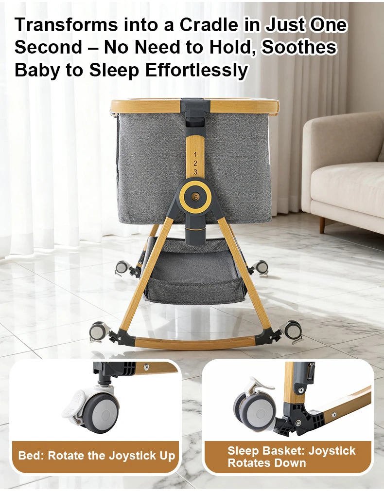 Baby bed 3 in 1 Baby Crib Bedside Crib Baby Playpen 0-3 years child multi-function folding and lifting With Mosquito Net & Wheel