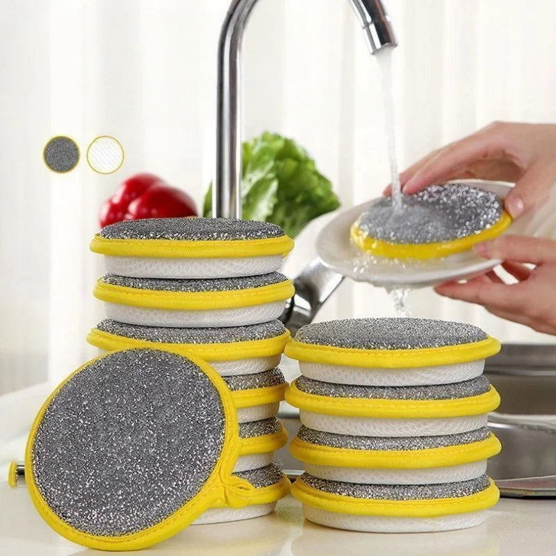 Kitchen Cleaning Towel Double Sided Dishwashing Sponge Kitchenware Brushes Anti Grease Wiping Rags Absorbent Washing Dish Cloth