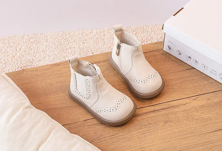 New Spring/Autumn Baby Shoes  Leather Toddler Children Ankle Boots Rubber Sole Infant Shoes Fashion Little Girls Boots 15-25