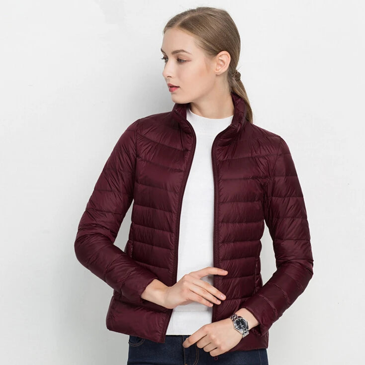 Johnature 2025 New Women Coat Autumn Winter White Duck Down Jacket Solid Colors Warm Slim Zipper Fashion Light Down Coat
