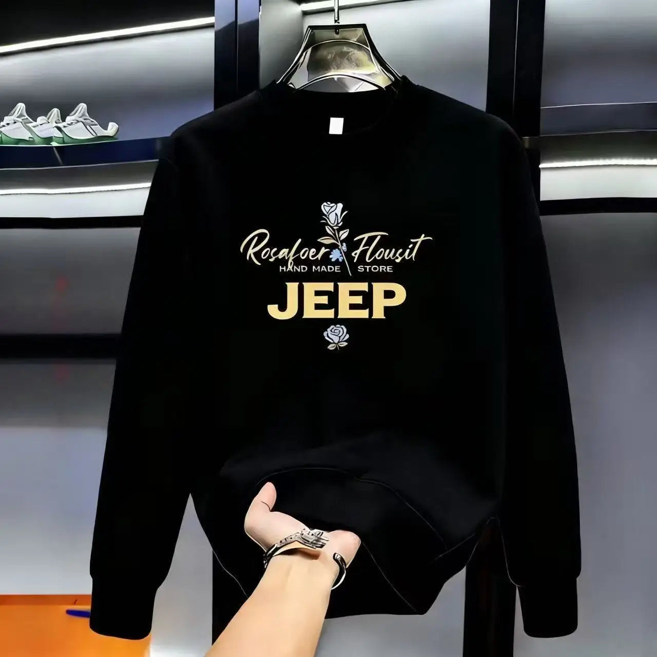 2026 Jeep High-quality Men's Casual Printed All-match Long-sleeved Round-neck Pure Cotton Sweatshirt for Spring and Autumn