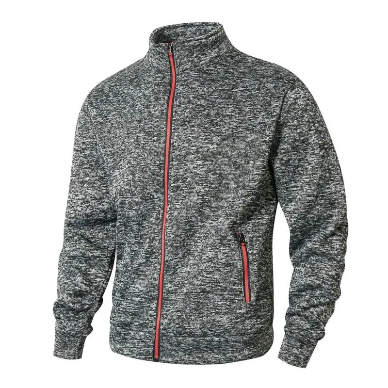 Men's Stand Collar sweatshirts casual zipper Cardigan Jacket outdoor Long Sleeve Solid Color Pullover Lightweight Streetwear