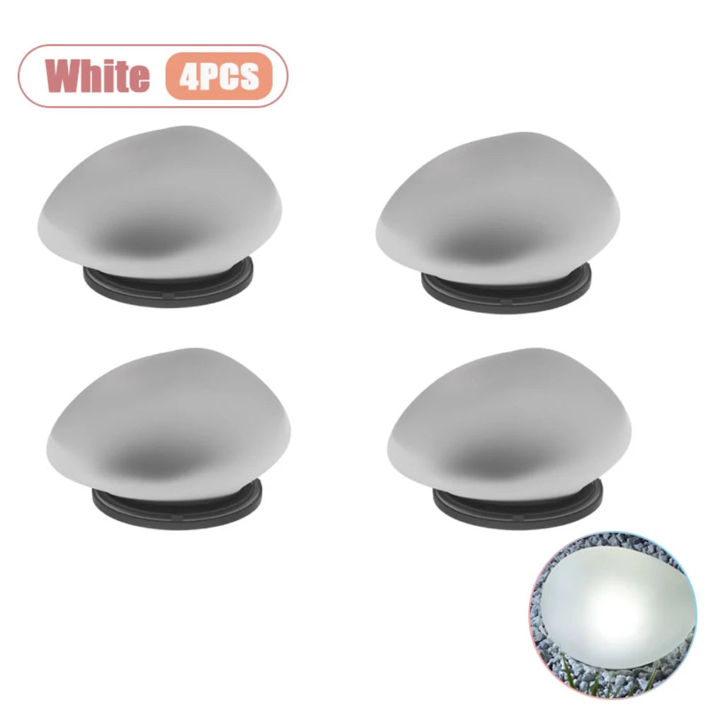 LED Outdoor Garden Lamp Solar Pebble Faux Stone Lawn Light Semi-Flush Mount for Pathways Yard Decor Garden Illumination Lighting