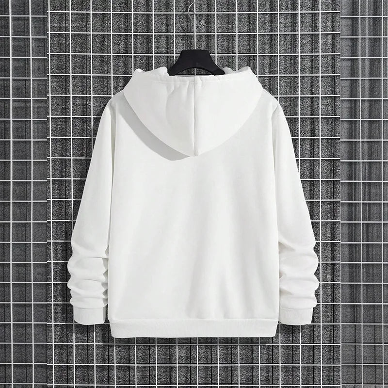 Mens Urban Hoodie 2025 High Quality Solid Color Long Sleeve Sweatshirt Casual Sporty Hooded Outerwear Jesus Cross Print Pullover