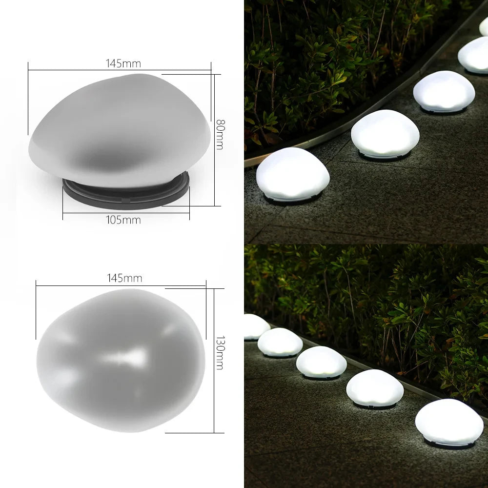 LED Outdoor Garden Lamp Solar Pebble Faux Stone Lawn Light Semi-Flush Mount for Pathways Yard Decor Garden Illumination Lighting