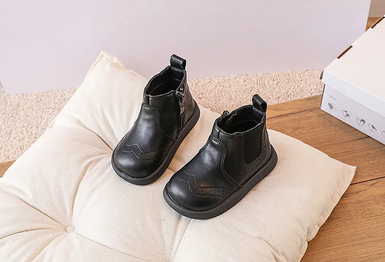 New Spring/Autumn Baby Shoes  Leather Toddler Children Ankle Boots Rubber Sole Infant Shoes Fashion Little Girls Boots 15-25