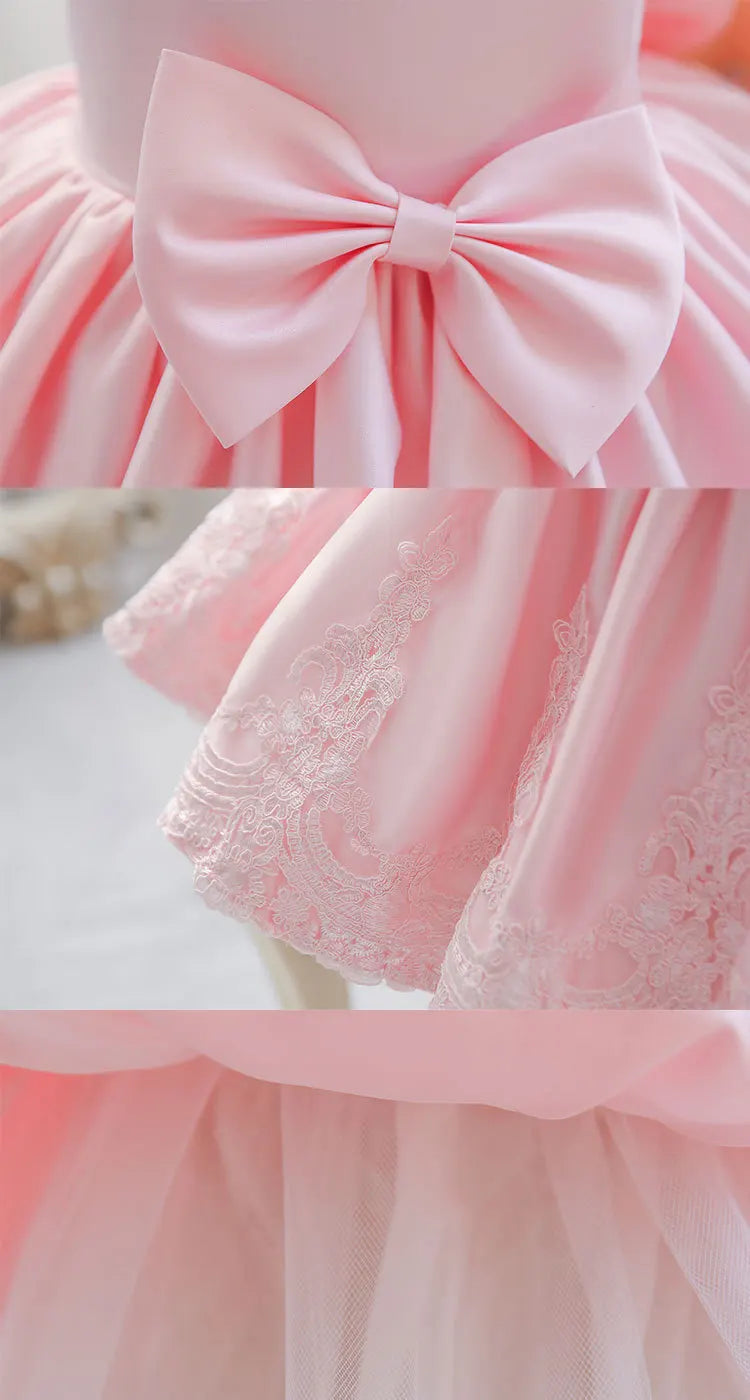 Girls Dress Baby's First Birthday Wedding Flower Girl Dress Cross-Border Pink Children's Host Piano Troupe