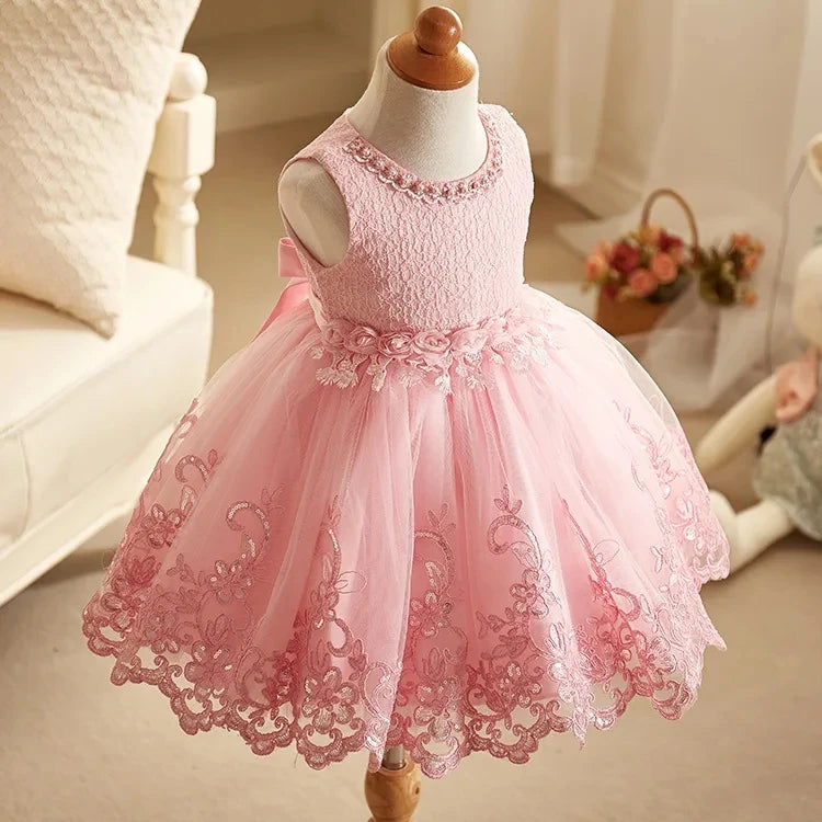 Embroidery Baby Girls Sequin Tutu Dress Toddler Kids Birthday Party Princess Ball Gown Luxury Dress Baby Girls Baptism Costumes
