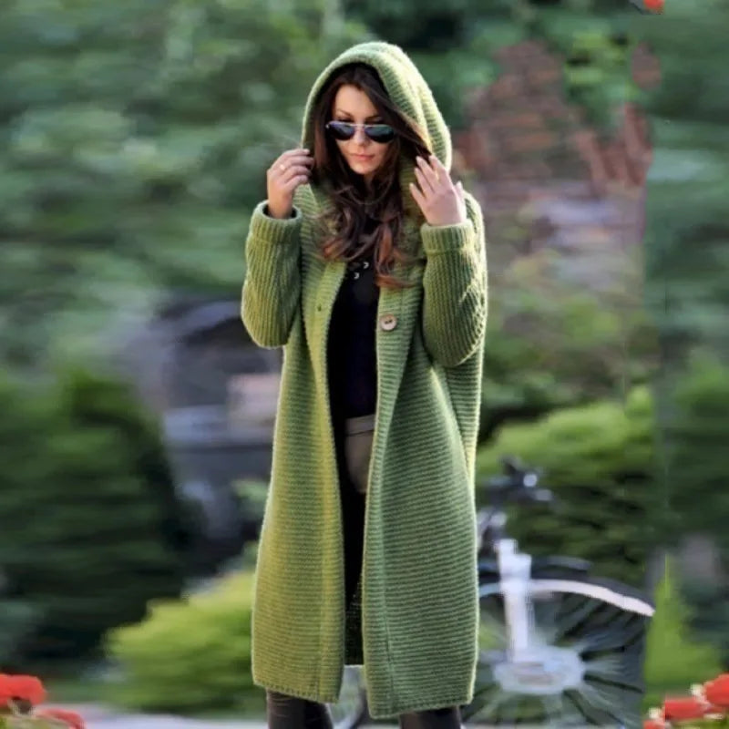 New Cashmere Cardigan in Autumn and Winter Women'sloose Long Sleeve Sweater Solid Color Knitted Long Thickened Top