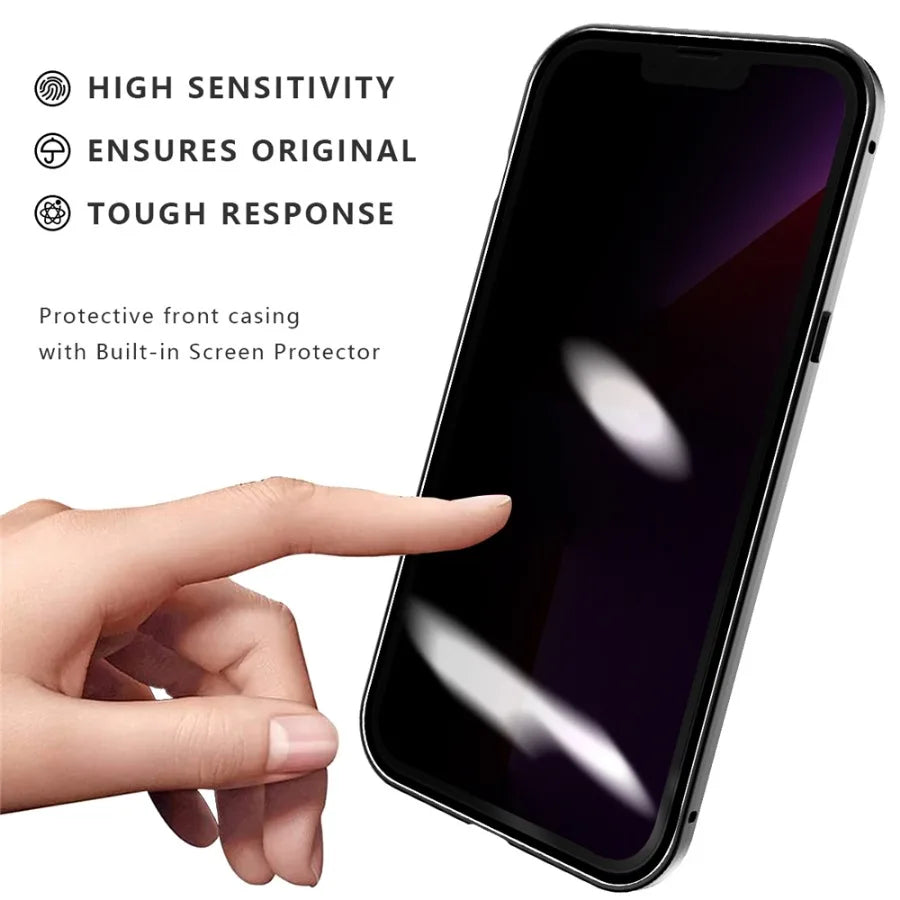 Anti-peeping Double Sided Magnetic Adsorption Case For iPhone17 16e 16 15 14 13 12 11 Pro Max XR Privacy Screen Shockproof Cover