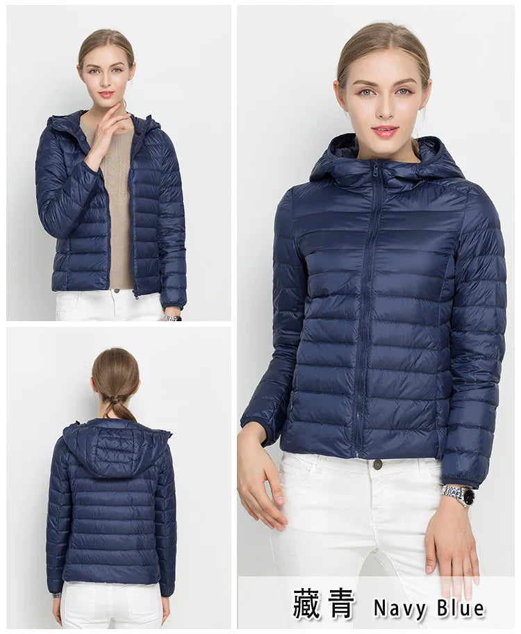 Johnature 2025 New Women Coat Autumn Winter White Duck Down Jacket Solid Colors Warm Slim Zipper Fashion Light Down Coat