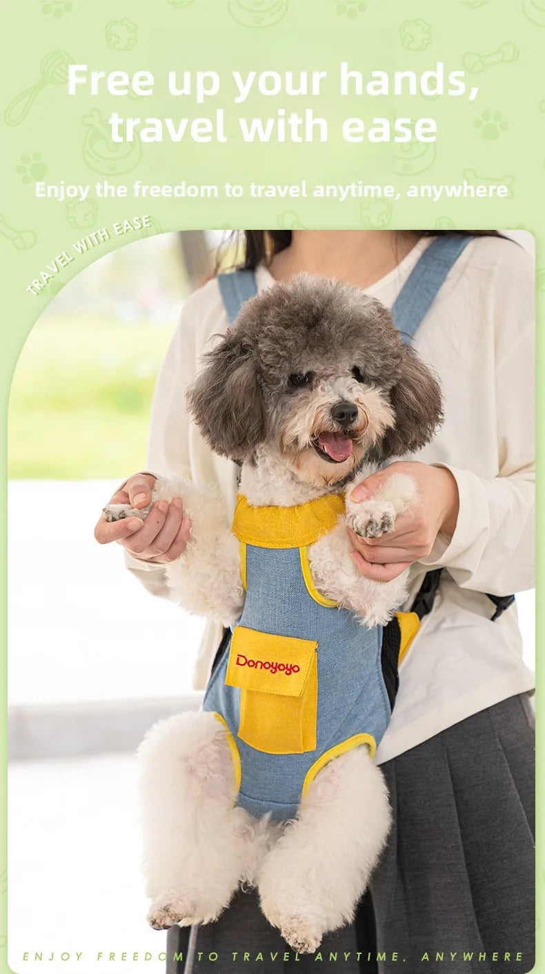 2026 New versatile Portable Pet Backpack for Outings, Dog and Cat Cotton Chest Four-Leg Backpack