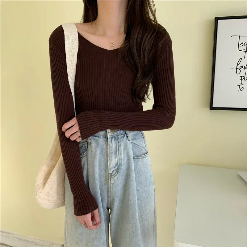 Casual Long Sleeve Knitted Pullover 2026 Autumn Winter Women Sweaters Femme Basic Solid Jersey Tops Fashion Clothes