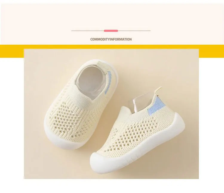 Baby Shoes Anti-slip Breathable Infant Crib Floor Socks with Rubber Sole for Children Girls Boys Mesh Shoes Soft Bottom Slippers