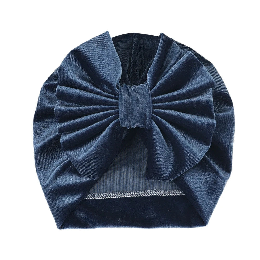 Baby Girls Big Bow Knot Velvet Hat Newborn Infant Turban Caps Children Leopard Beanies Photo Props Gifts Hair Accessories