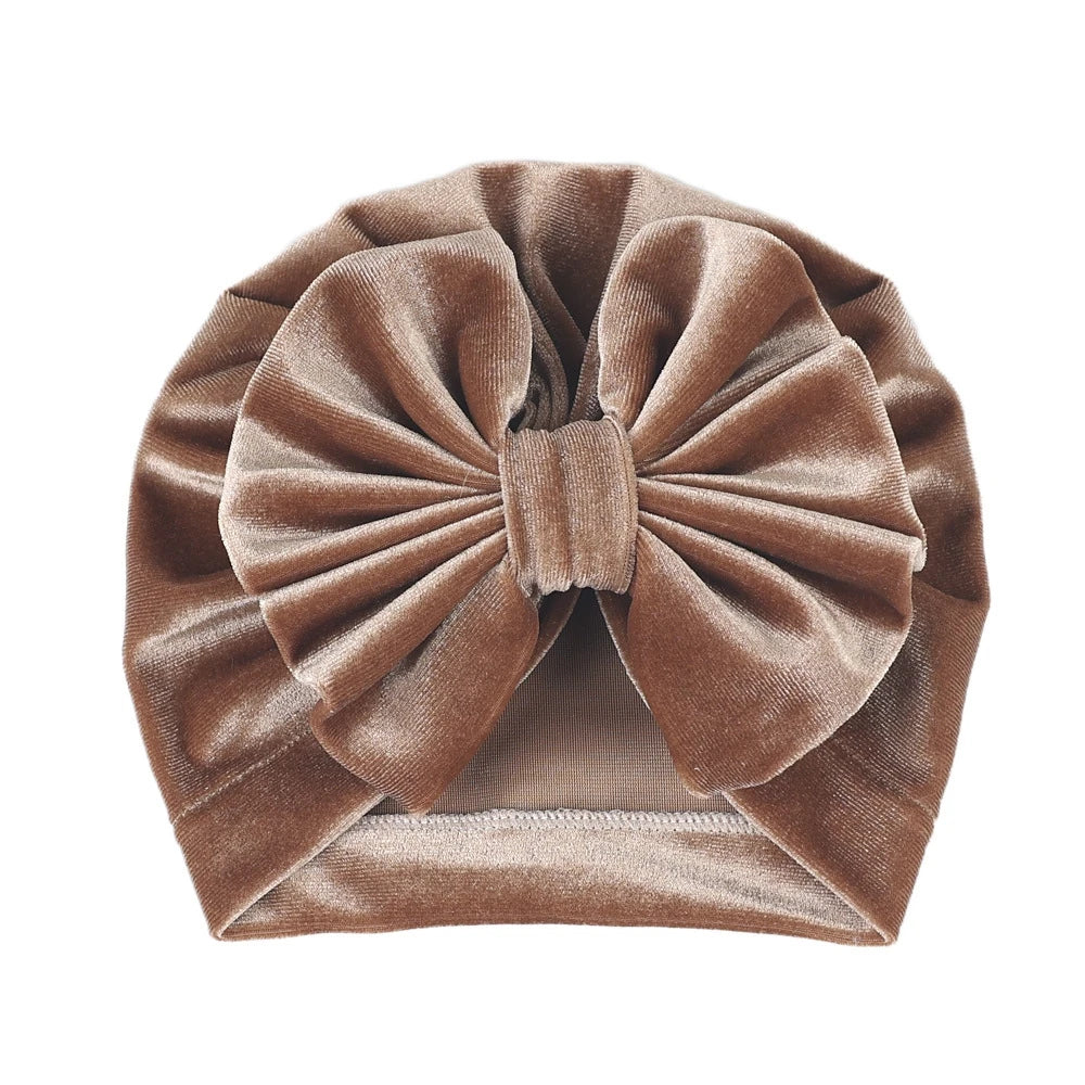 Baby Girls Big Bow Knot Velvet Hat Newborn Infant Turban Caps Children Leopard Beanies Photo Props Gifts Hair Accessories