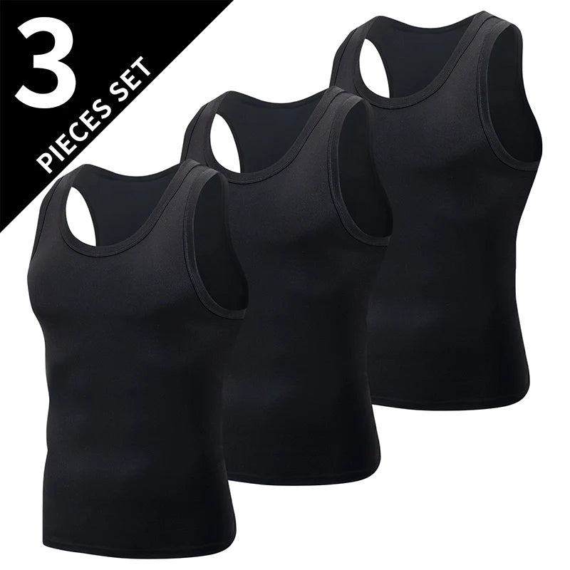 1/3 Piece Men's Classic Four Season Black And White Solid Color Narrow Shoulder Wide Shoulder Vest Comfortable Sportswear