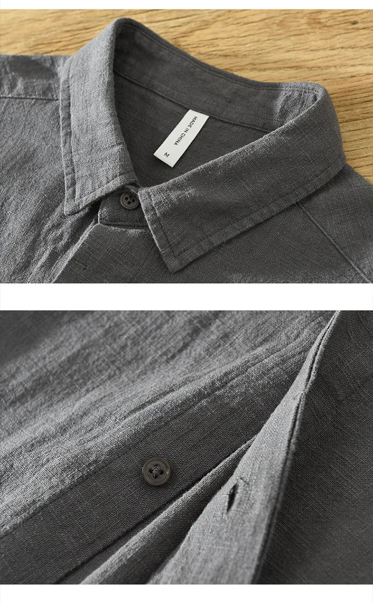 Summer New Linen Cotton Casual Shirt for Men Clothing Vintage Short Sleeve Streetwear C2759