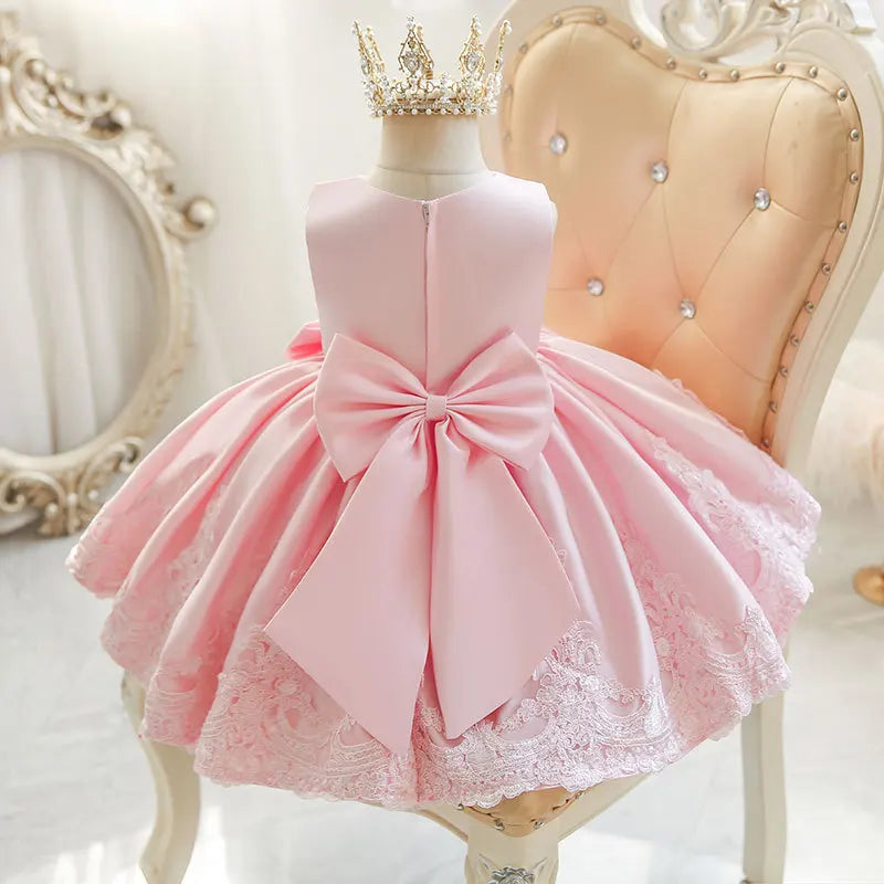 Girls Dress Baby's First Birthday Wedding Flower Girl Dress Cross-Border Pink Children's Host Piano Troupe