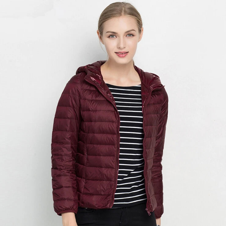 Johnature 2025 New Women Coat Autumn Winter White Duck Down Jacket Solid Colors Warm Slim Zipper Fashion Light Down Coat