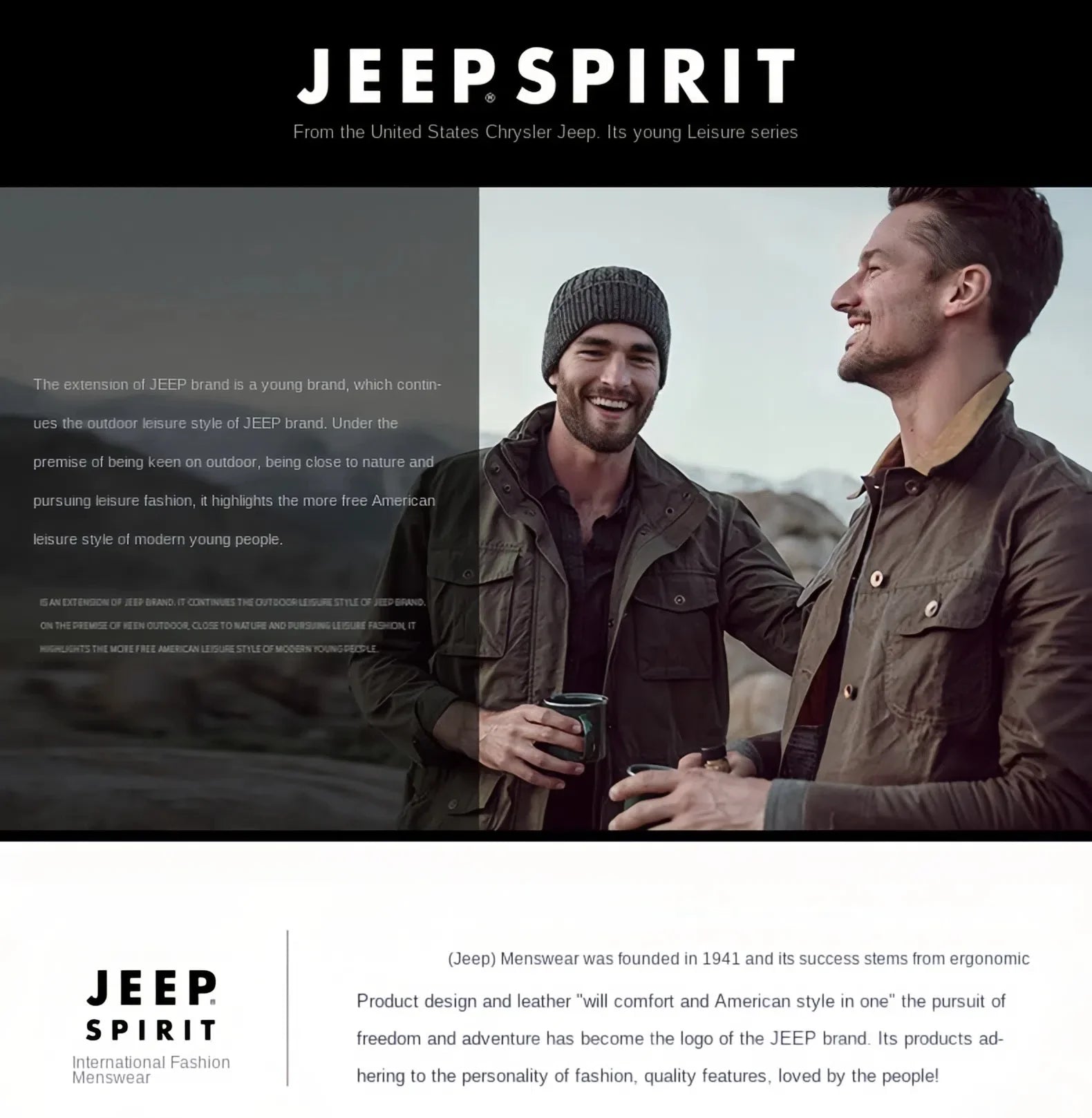 2026 Jeep High-quality Men's Casual Printed All-match Long-sleeved Round-neck Pure Cotton Sweatshirt for Spring and Autumn