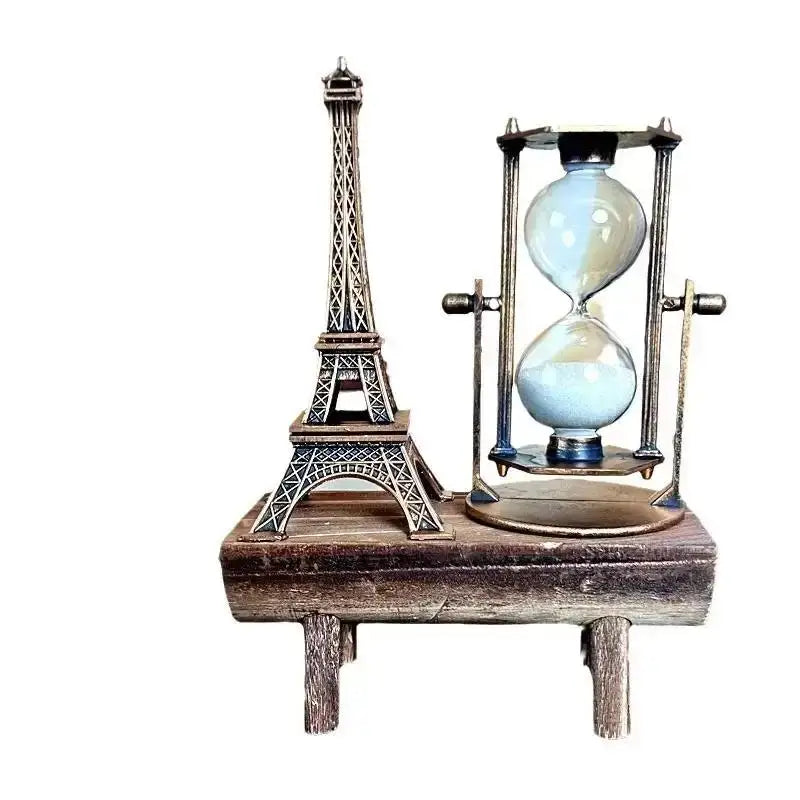 Creative Iron Tower Hourglass Home Decor Modern Minimalist Study Desk Wooden Timing Hourglass Decor Household Goods Wholesale