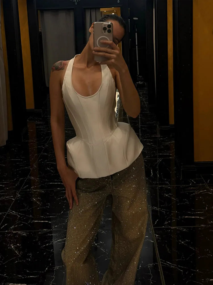 Women's Corset Top Elegant Slim Halter Backless Sleeveless Blouse For Woman 2026 New Spring All Match Party Evening Lady Outwear