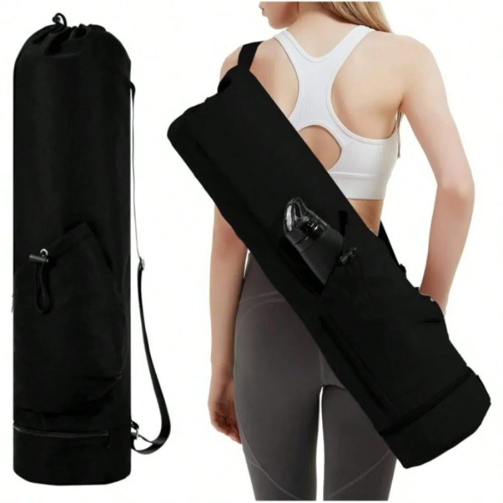 Yoga Mat Bag with Water Bottle Bag, Wet Wipes Bag and Adjustable Rope, Multifunctional Yoga Mat Storage Bag, Sports Gym Bag