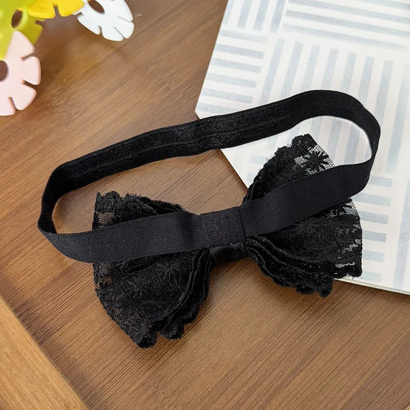 Black Lace Baby Headband Korean Sweet Bow Princess Girl Elastic Hairband Newborn Photo Props Kids Hair Accessories Headdress