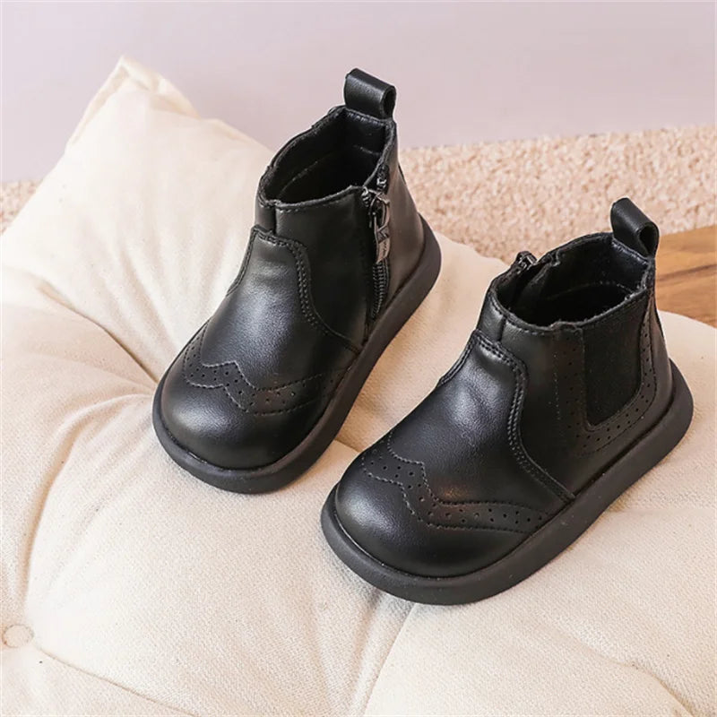 New Spring/Autumn Baby Shoes  Leather Toddler Children Ankle Boots Rubber Sole Infant Shoes Fashion Little Girls Boots 15-25