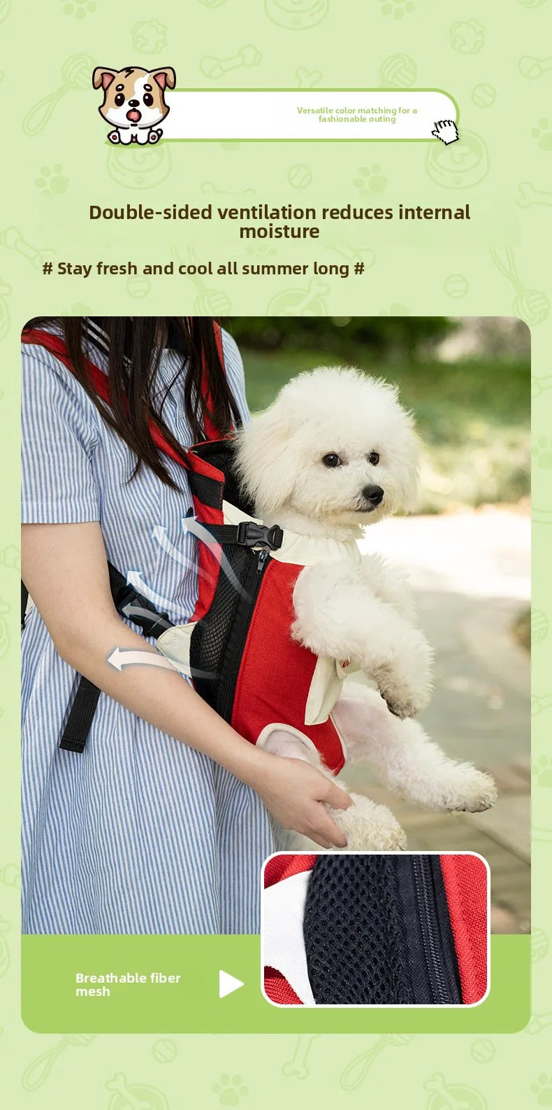 2026 New versatile Portable Pet Backpack for Outings, Dog and Cat Cotton Chest Four-Leg Backpack