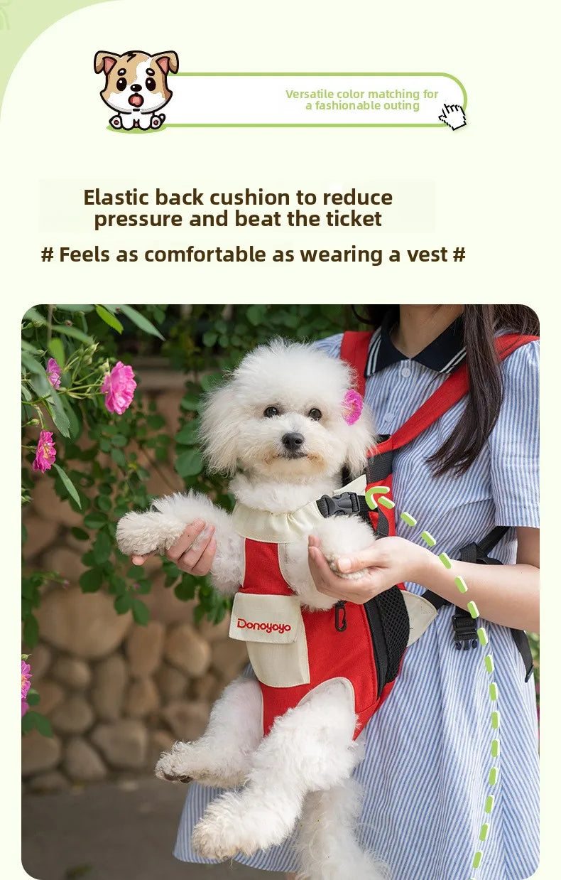 2026 New versatile Portable Pet Backpack for Outings, Dog and Cat Cotton Chest Four-Leg Backpack