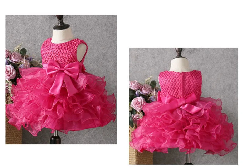Baby Girl Princess Dress Pearl Infant Toddler Girl layered Vintage Vestido Party Birthday Ball Gown Xmas Baby Clothes 1-7Y