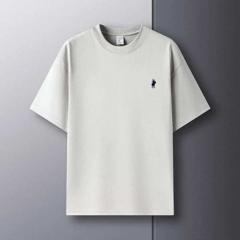 100% pure cotton short sleeve round neck men's T-shirt hot selling luxury brand summer exquisite pony embroidery breathable top