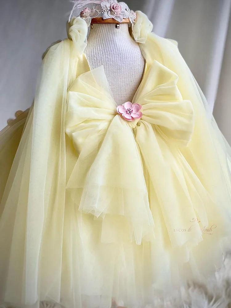 Girl Lolita Princess Dress Baby Cute Flower Big Bow Mesh Dress Carnival Birthday Party Light Luxury Performance Clothing