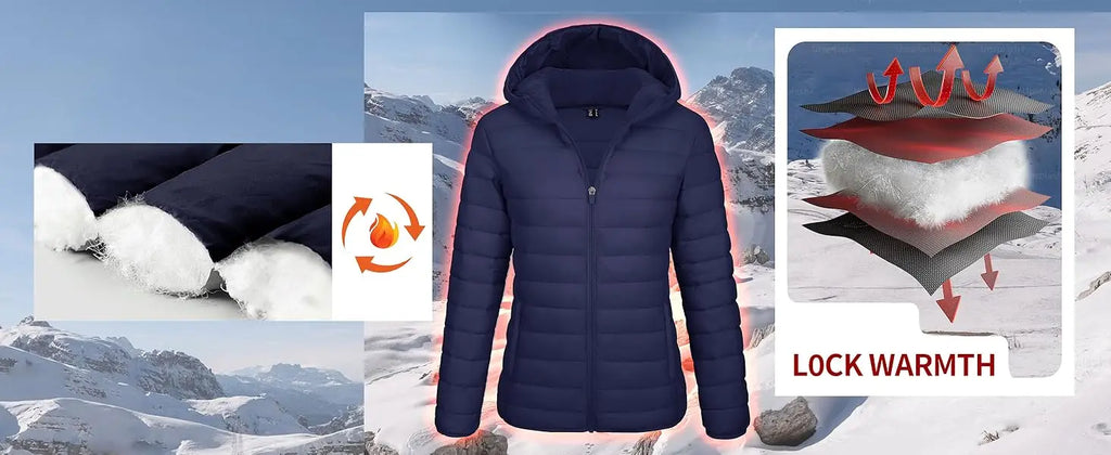 TACVASEN Winter Hooded Puffer Jacket Womens Quilted Warm Coats Casual Windbreaker Waterproof Padded Lightweight Outdoor Outwear