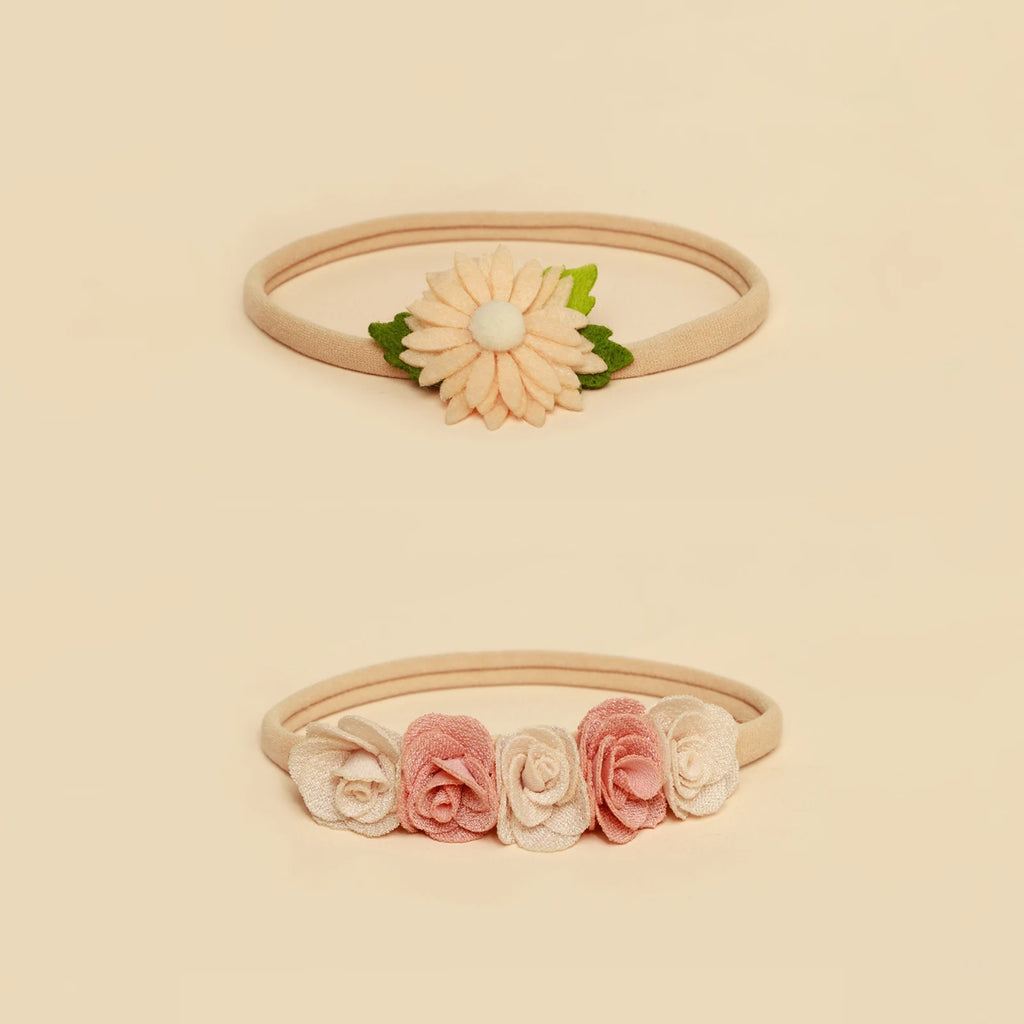 5pcs Pink Lace Rose Flower Headband Baby Cute Sweet Nylon Hairband Newborn Photography Hair Accessories Girl's Headwear