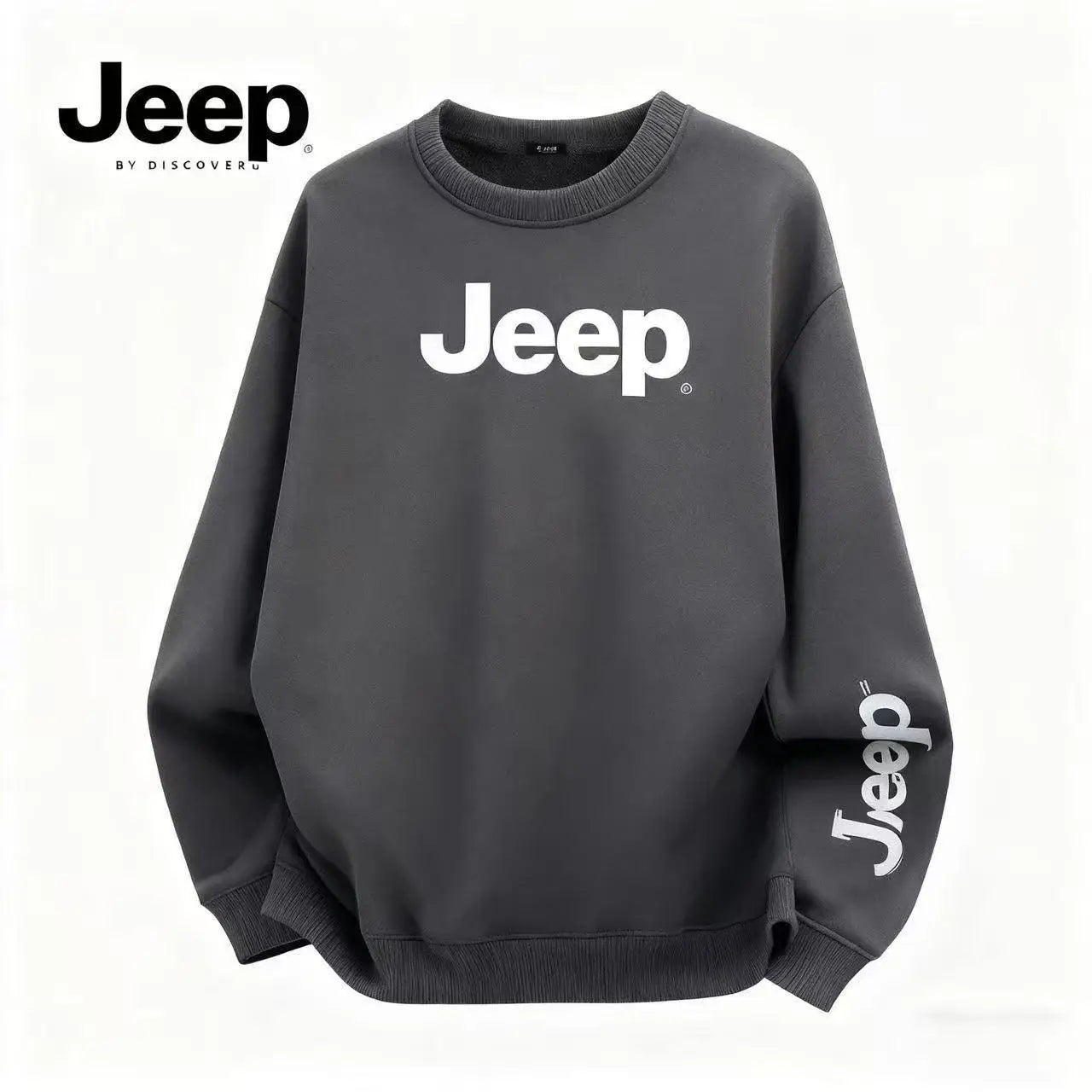 2026 Jeep High-quality Men's Casual Printed All-match Long-sleeved Round-neck Pure Cotton Sweatshirt for Spring and Autumn