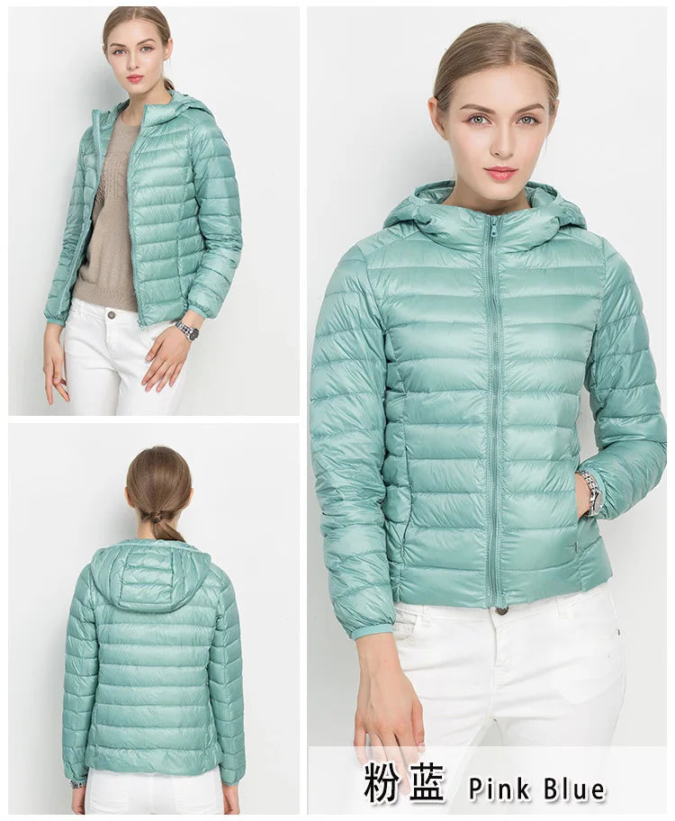 Johnature 2025 New Women Coat Autumn Winter White Duck Down Jacket Solid Colors Warm Slim Zipper Fashion Light Down Coat