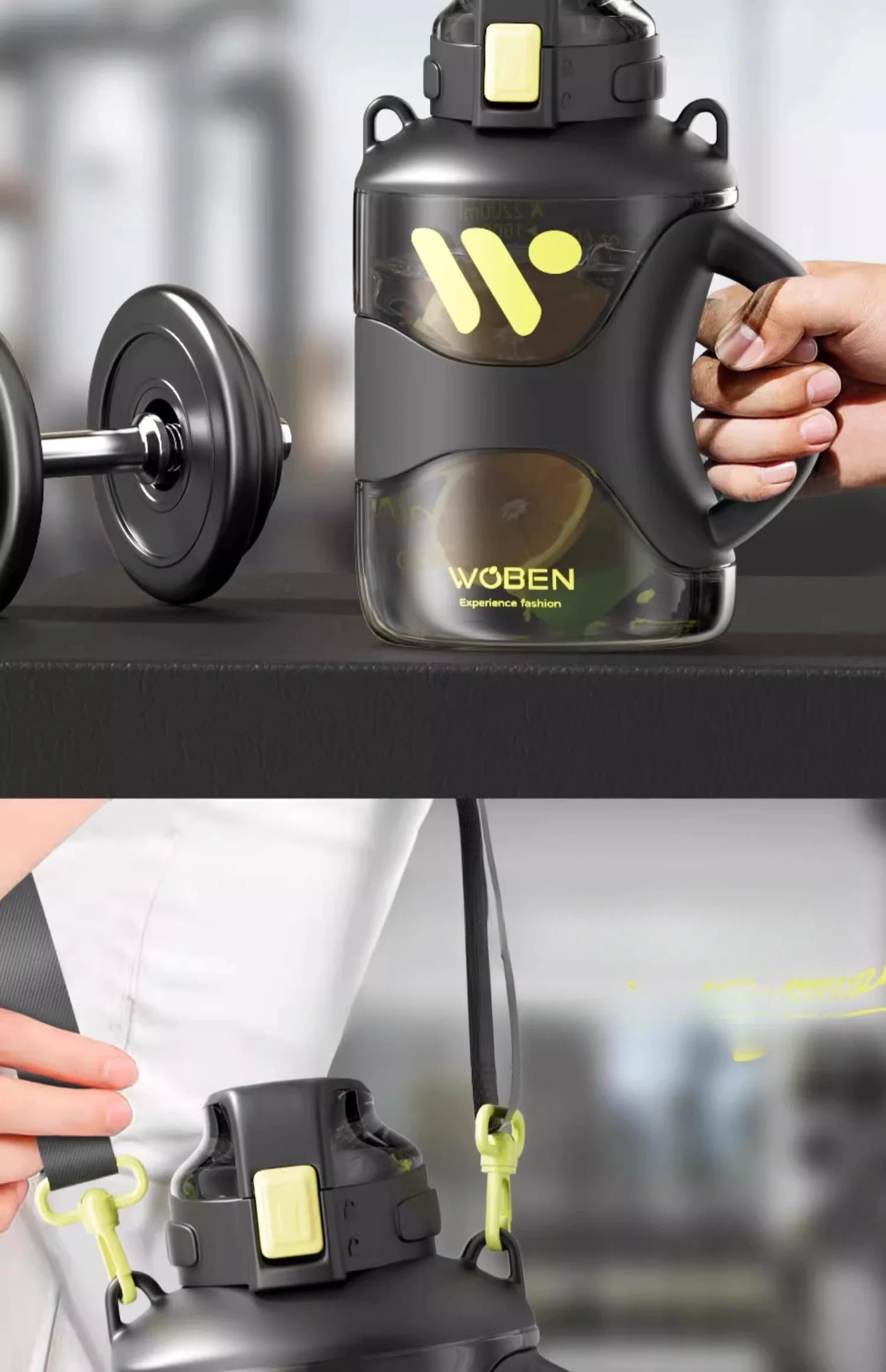 GIANXI Large Capacity Sports Kettle With Scale Portable Fitness One Key Open Lid Direct Drinking Tonton Bucket