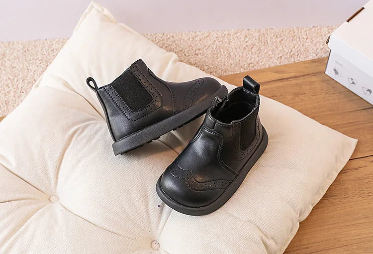 New Spring/Autumn Baby Shoes  Leather Toddler Children Ankle Boots Rubber Sole Infant Shoes Fashion Little Girls Boots 15-25